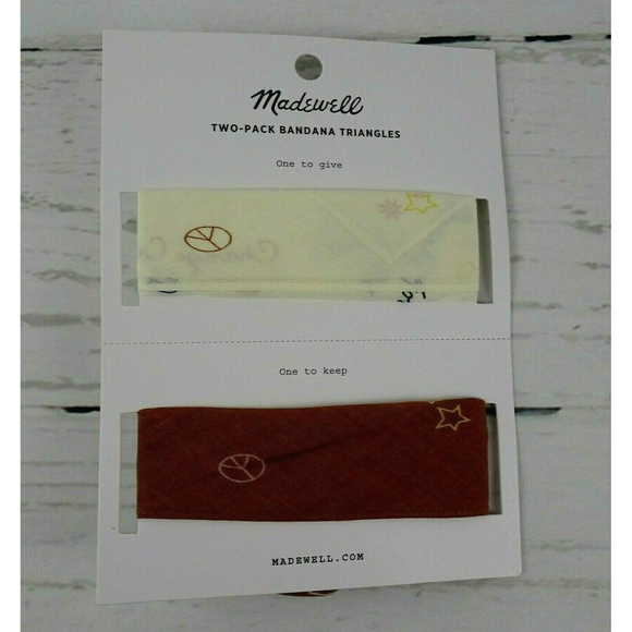 Madewell Triangle 2-Pack Bandanas Scarves Boho Star Peace Floral Warm Umber NEW - Picture 4 of 10